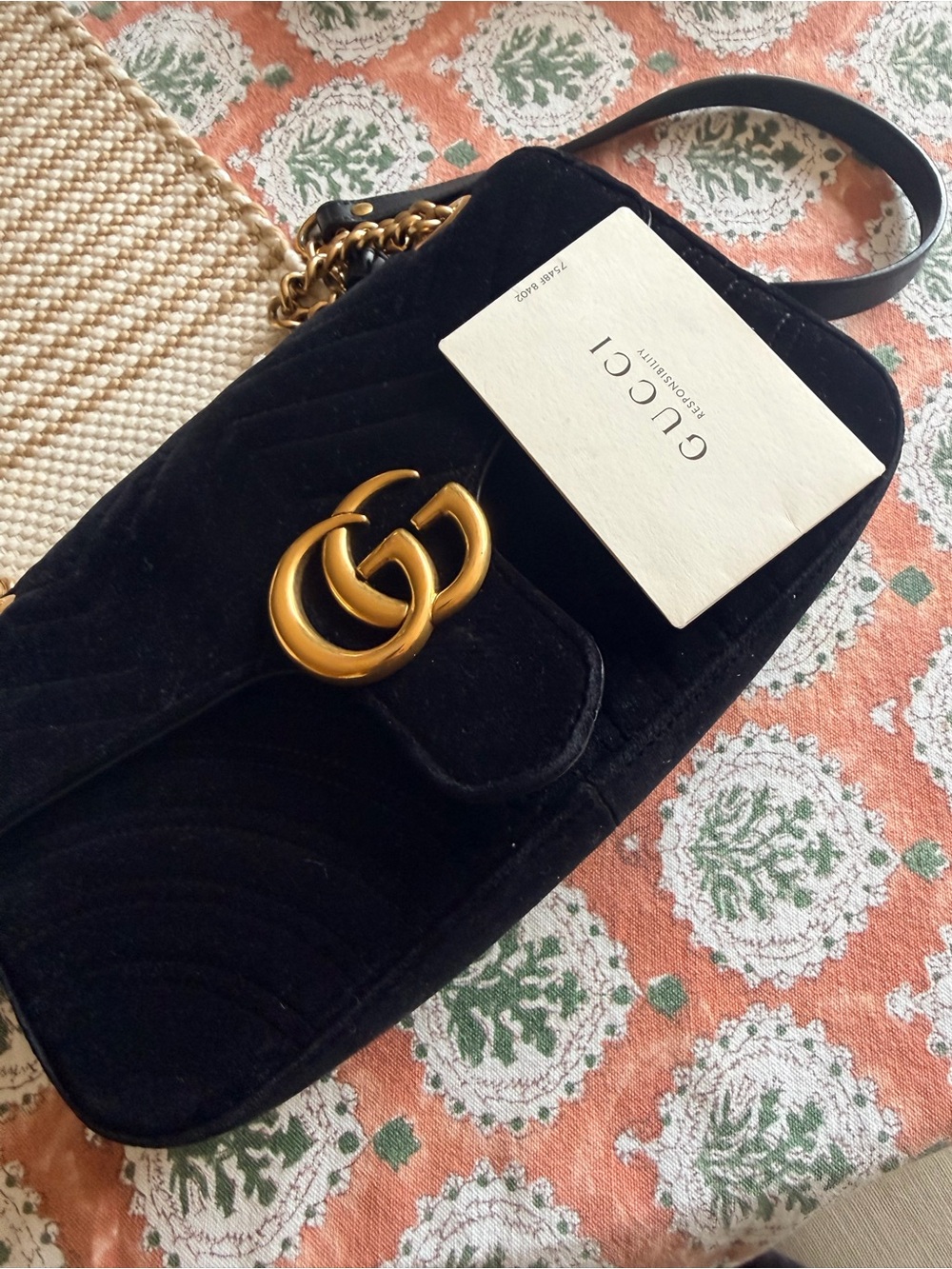 Gucci GG Marmont in Black Matelasse Velvet
